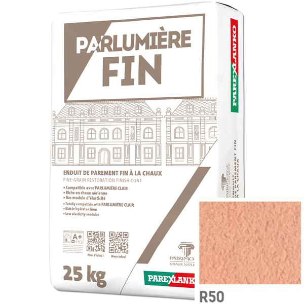 Enduit de parement à la chaux à grain fin Parexlanko Parlumière - Teinte R50 - Sac de 25 KG