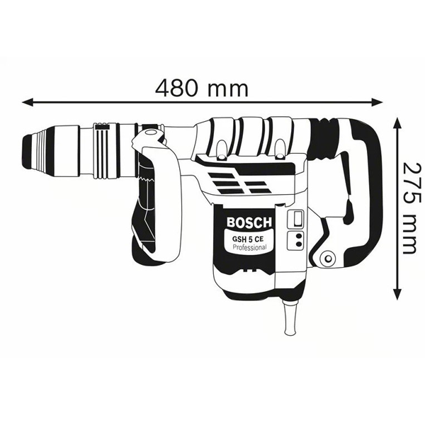 Marteau-piqueur filaire Bosch SDS Max GSH 5 CE 1150 W 8,3 J avec accessoires