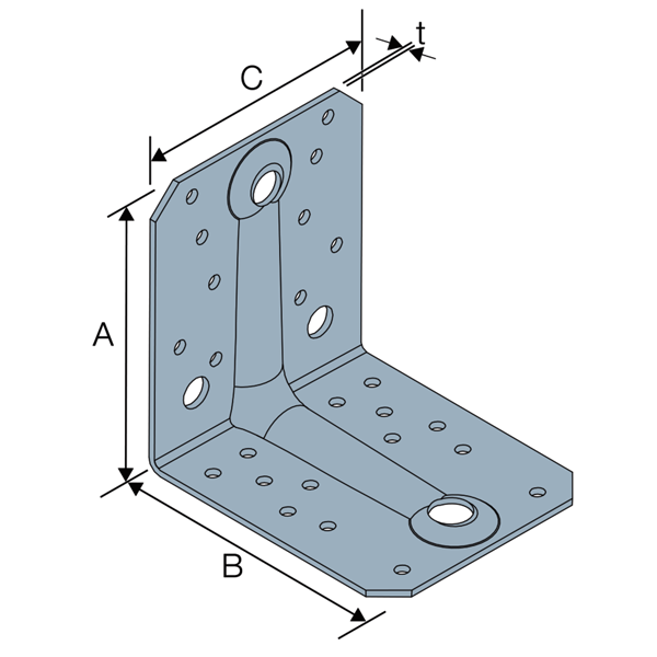 Équerre renforcée EBR90 Simpson Strong-Tie - 90 x 90 mm - largeur 65 mm - ép. 2.5 mm
