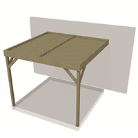 Pergola bois à adosser toit plat - Pin traité Classe 4 vert - en kit - 3 x 3 m - hauteur 2,20 m