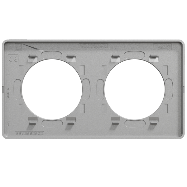 Plaque de finition double Schneider Odace Touch pour 2 postes encastrés - bois Wenge liseré alu