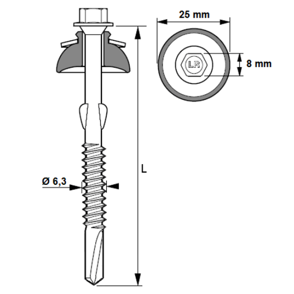 Vis autoperceuses à ailettes pour plaque fibre-ciment sur IPN - Monovis TH8 - 6,3 x 110 mm - boîte de 200