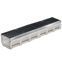 Caniveau béton polymère MEADRAIN SVS 1500 feuillures acier galvanisé avec grille C250 - Largeur 150 mm - Longueur 1 m