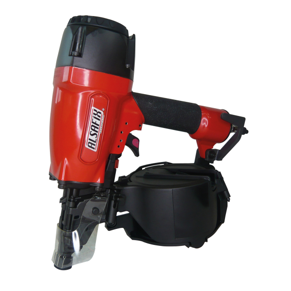 Cloueur pneumatique pour pointes en rouleau Alsafix C 28/70 P1 avec compresseur électrique 10 bar Alair 20/255 et enrouleur de 30 mètres