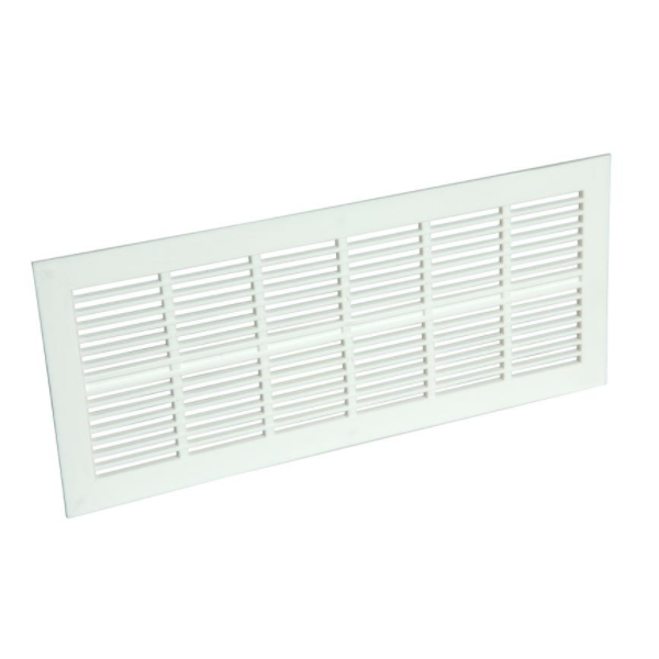 Grille de ventilation extra-plate Nicoll - 254 x 108 mm - Passage d'air 100 cm² - Polypropylène blanc