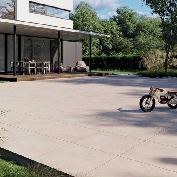 Carrelage extérieur antidérapant effet béton ciré Beige en grès cérame émaillé - Betonico - 60,0 CM x 60,0 CM - ép. 20,00 MM