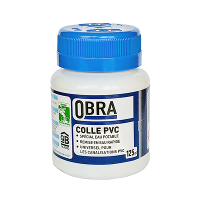 Colle PVC rigide spéciale eau potable Obra pour assemblage de canalisation et raccord - pot de 125 MLT