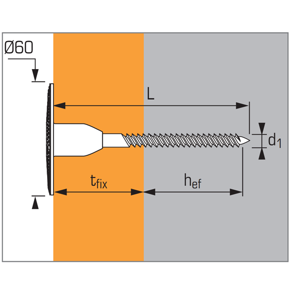 Cheville Isowood Spit pour fixation isolant extérieur de 80 mm - Diamètre 60 mm - Boîte de 200