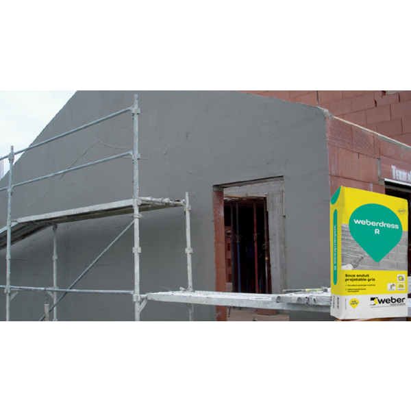 Sous enduit minéral projetable - Weberdress R - Gris clair - Sac de 25 kg