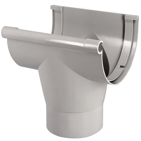Naissance centrale à coller Nicoll NAC333 pour gouttière LG33 - Techtan - tube rond de 125 mm - gris
