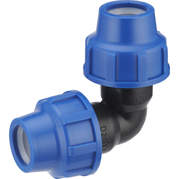 Coude Polypropylène Pour Tuyau PE 25 Mm - Raccord à Compression Eau Potable 16 Bar, Certifié DVGW/KIWA - 4