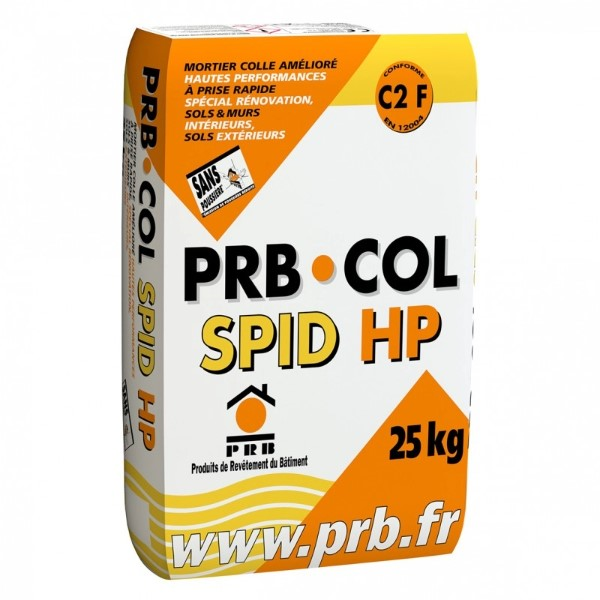 Mortier colle carrelage à prise rapide pour intérieur et extérieur - PRB COL SPID HP - sac de 25,0 KG