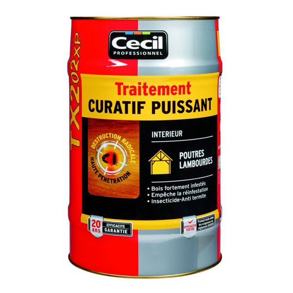 Traitement curatif insecticide puissant bois intérieur TX202 XP Cecil - Incolore - Bidon 25L