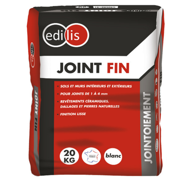 Joint fin Blanc Edilis pour sols et murs - 1 à 4 mm de largeur - Sac de 20 KG