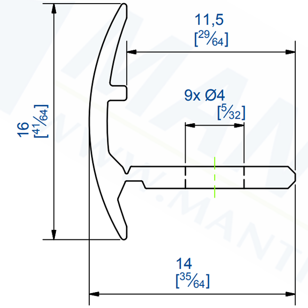Profil de finition en équerre Mantion Picostar 18 pour bas de panneaux de porte de placard - alu anodisé - 2 m