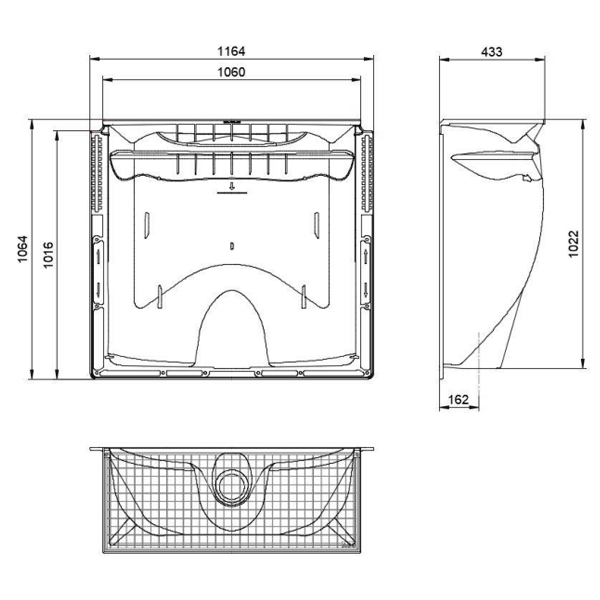 Cour anglaise en polypropylène - 1000 x 1000 x 400 mm - grille caillebotis maille 30 x 30 mm - accessible piéton