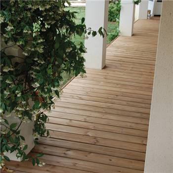 Lame de terrasse bois en Pin du Nord déstructurée - Océo - Traité classe 4 marron - 145 MM x 27,00 MM - Longueur 5,40 M