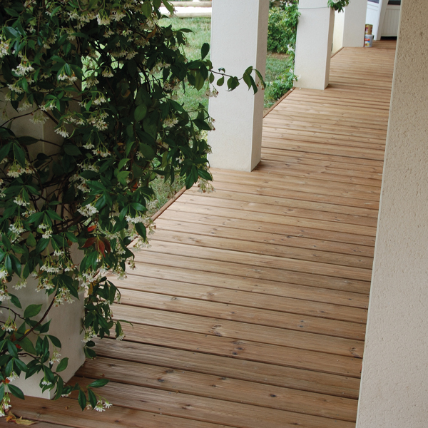 Lame de terrasse bois en Pin du Nord déstructurée - Océo - Traité classe 4 marron - 145 MM x 27,00 MM - Longueur 3,30 M
