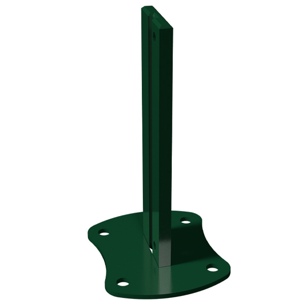 Platine avec manchon pour poteau Easyclip - 148 x 125 mm - acier thermolaqué vert RAL6005