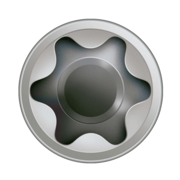 Vis de terrasse Torx T25 - filetage de fixation tête cylindrique en inox A4 - 6x50mm - Boîte de 100