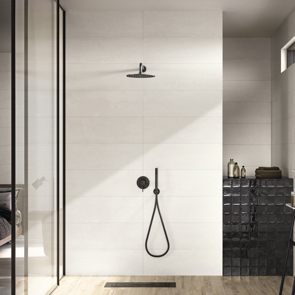 Faïence murale rectifiée effet béton Hoss - 30,0 cm x 90,0 cm - ép. 8,70 mm - coloris White mat