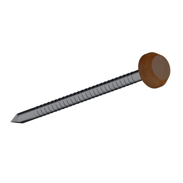 Pointe inox tête PVC Chêne Miel pour fixation planche de rive Rivecel 9 mm - RCT4 - Longueur 40 mm - Boîte de 250