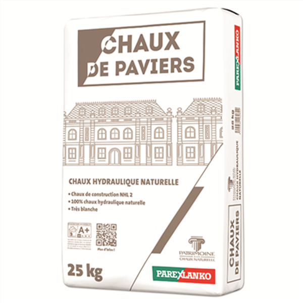 Chaud de Paviers - Chaux hydraulique naturelle blanche NHL2 de Parex - Sac de 25 KG
