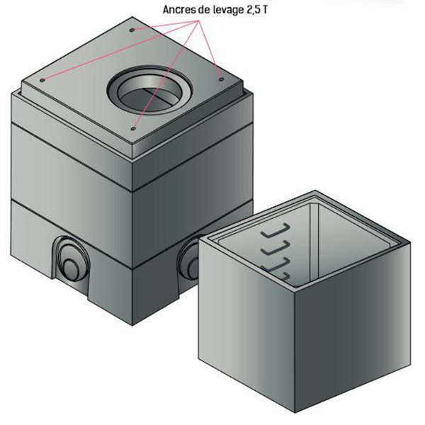 Regard carré sans échelon 150X150cm élément hauteur 60cm