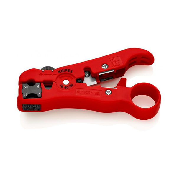 Outil dénudage universel câbles coaxiaux RG 59 - RG 6 - RG 7 - RG 11 Knipex - Boîtier plastique