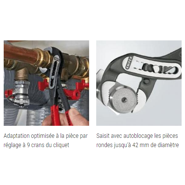 Pince multiprises Alligator Knipex - Cliquet 9 positions - Longueur 180 mm - Poignées gainées