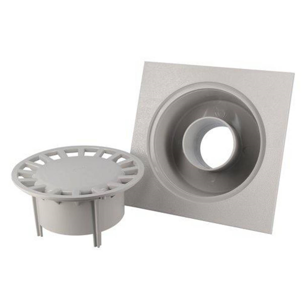 Siphon carré de recueillement eau ruissellement Ø 110 - USC1110G Nicoll - Emboîture verticale - PVC Gris clair