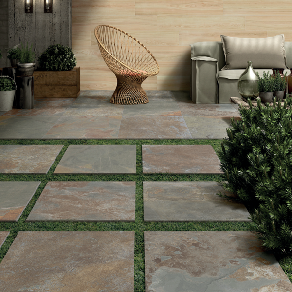 Carrelage extérieur antidérapant effet pierre en grès cérame rectifié - Phœnix - 60,0 CM x 60,0 CM - ép. 20,00 MM - Canyon