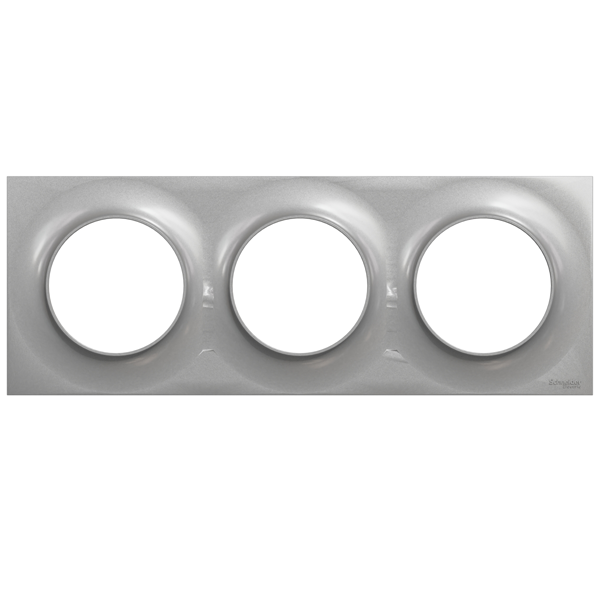 Plaque de finition triple Schneider Odace Styl pour 3 postes encastrés - coloris aluminium