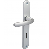 Ensemble poignée de porte à clé en L Vachette Budget - argent - entraxe fixation 165 mm - carré 7 mm