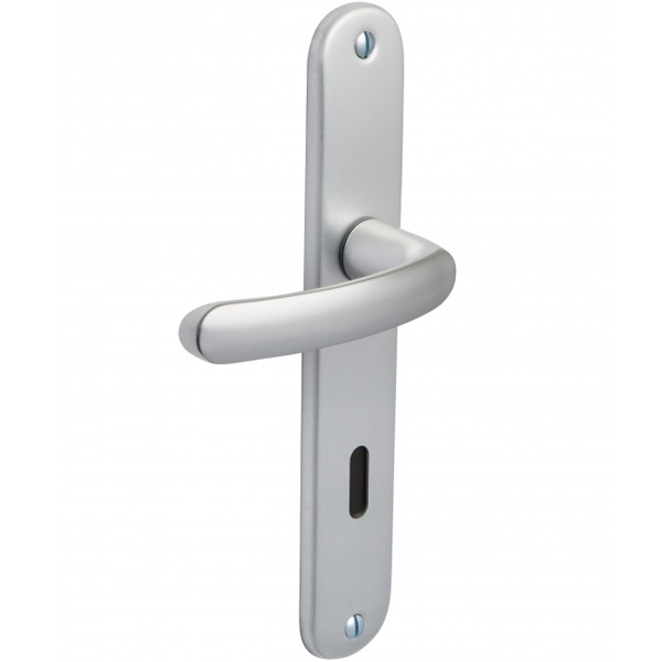 Ensemble poignée de porte à clé en L Vachette Budget - argent - entraxe fixation 165 mm - carré 7 mm