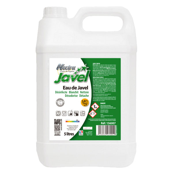 Eau de javel 2,6% chlore actif Nectra - Bidon de 5 L