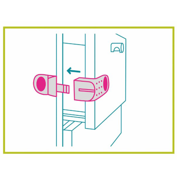 Bloque placard d'angle de sécurité - Fixation adhésive - Nordlinger Pro - Plastique blanc - Lot de 2
