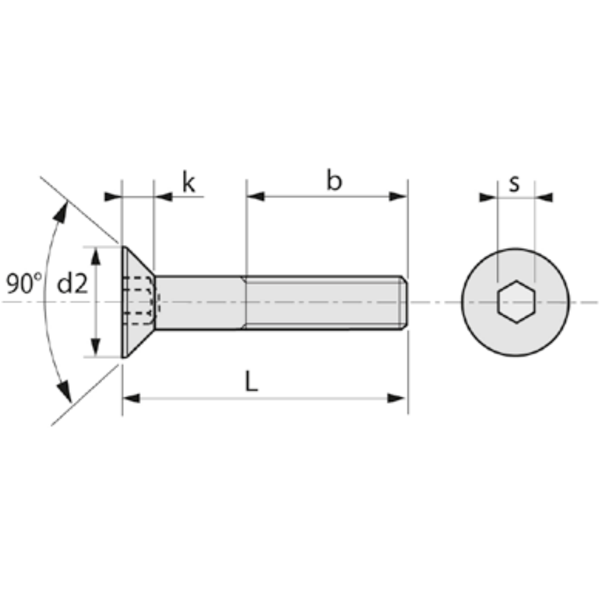 Vis à métaux à tête fraisée - filetage partiel - six pans creux - acier zingué 10.9 - M5 x 16 mm - boîte de 200