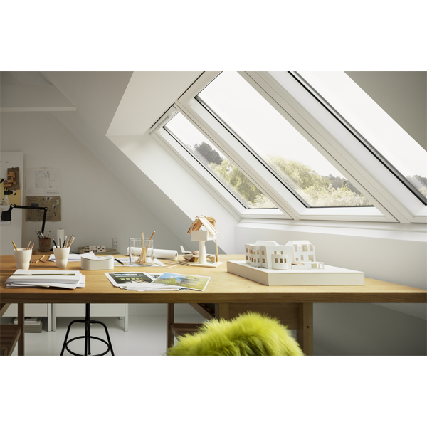 Fenêtre de toit Velux GGLS 3en1 - Rotation motorisée à énergie solaire - Vitrage confort - WhiteFinish - 188,0 CM x 118,0 CM