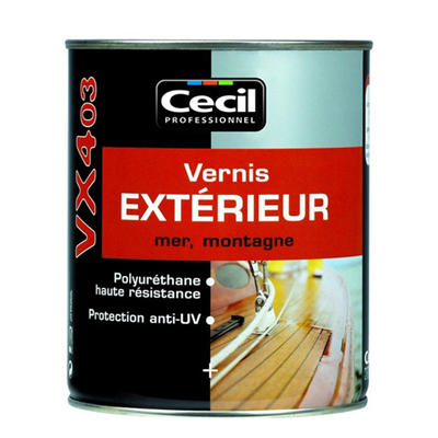 Vernis bois extérieur VX403 Cecil - Haute protection U.V - Incolore brillant - Pot 2,5L