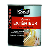 Vernis bois extérieur VX403 Cecil - Haute protection U.V - Incolore brillant - Pot 2,5L