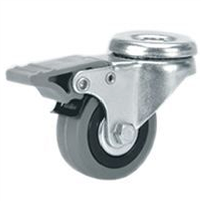 Roue en caoutchouc gris pivot et frein diamètre 100 mm