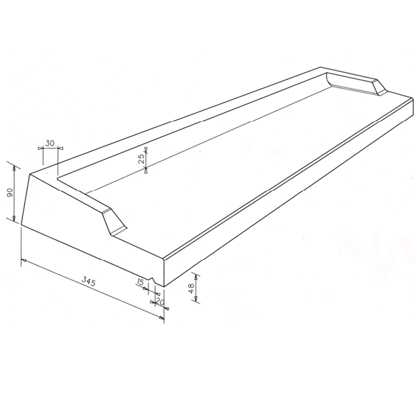 Appui de fenêtre monobloc en béton gris AR35 avec rejingots latéraux - profondeur 35 CM - longueur 70 CM