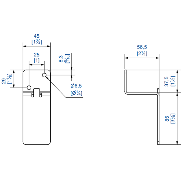 Équerre de fixation Mantion 2528S pour support enveloppant de volet coulissant WIN-2500