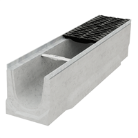 Caniveau en béton E600 BIRCOlight largeur 150,0 mm avec feuillures acier galvanisé et grille fonte double fentes E600 PMR - 1000 mm