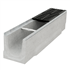 Caniveau en béton E600 BIRCOlight largeur 150,0 mm avec feuillures acier galvanisé et grille fonte double fentes E600 PMR - 1000 mm
