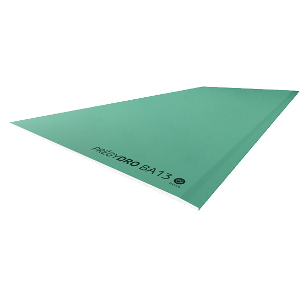 Plaque de plâtre hydrofuge pour pièce humide - Prégydro BA13 - 2,40 M x 1,20 M - ép. 13,0 MM