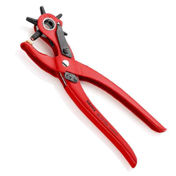 Pince emporte-pièces revolver 90 70 220 Knipex - 6 buses interchangeables - Longueur 220 mm