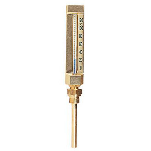 THERMOMETRE VERTICAL DROIT L.160 PLONGEUR 45 - ECHELLE LECTURE 0 / 130°