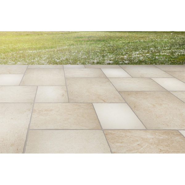 Carrelage extérieur en grès cérame effet pierre - Pietra Di Lecce version Grip - 50,0 CM x 50,0 CM - ép.9,00 MM